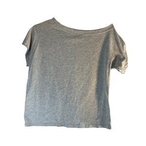 Perout Womens Tee Cropped Round Neck Gray Size M
